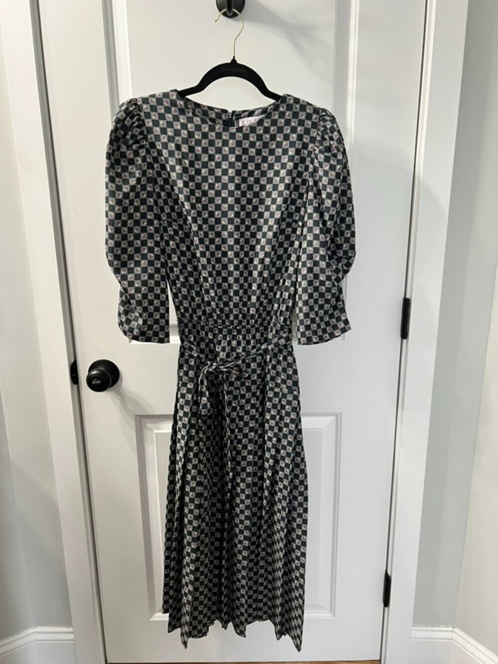 Vintage Jane Schaffhausen Belle France Dress Size 6 Black Geometric Print